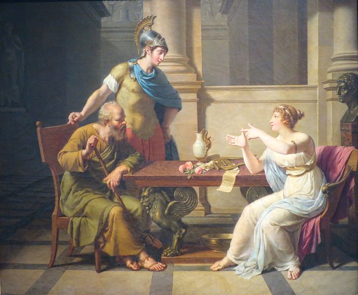 《蘇格拉底和阿斯帕西亞的辯論》（The Debate Of Socrates And Aspasia），繪於十九世紀。