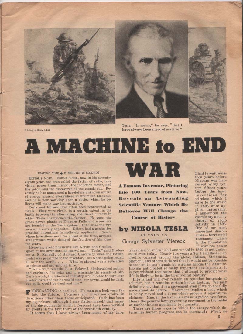 特斯拉於1935年做出的預言。