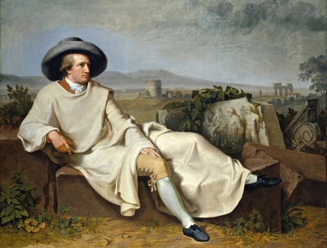 蒂施拜因（Johann Heinrich Wilhelm Tischbein）所繪的名畫《歌德在羅馬平原》（1787）。