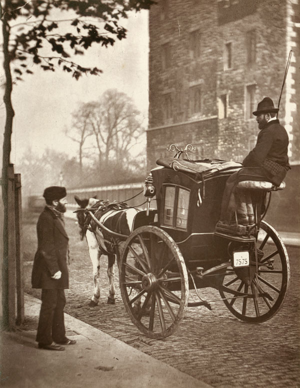 倫敦的漢瑟姆出租車（hansom cabs），攝於1877年。