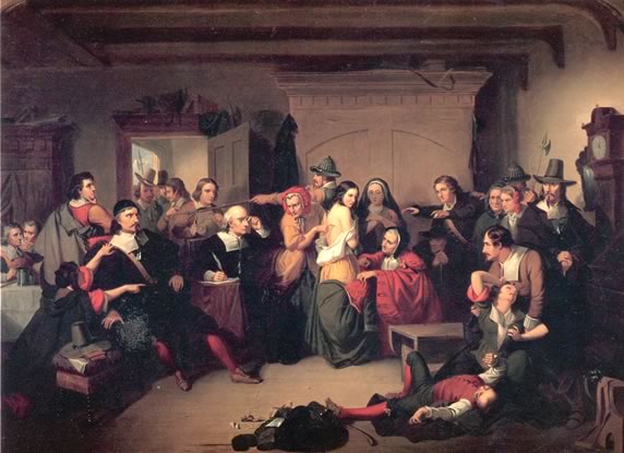 美國畫家T. H. Matteson於1853年繪製的《Examination of a Witch》。
