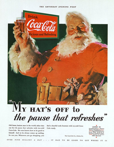 可口可樂公司在1931年發行的聖誕節廣告，是這系列廣告改變了聖誕節的配色嗎？
