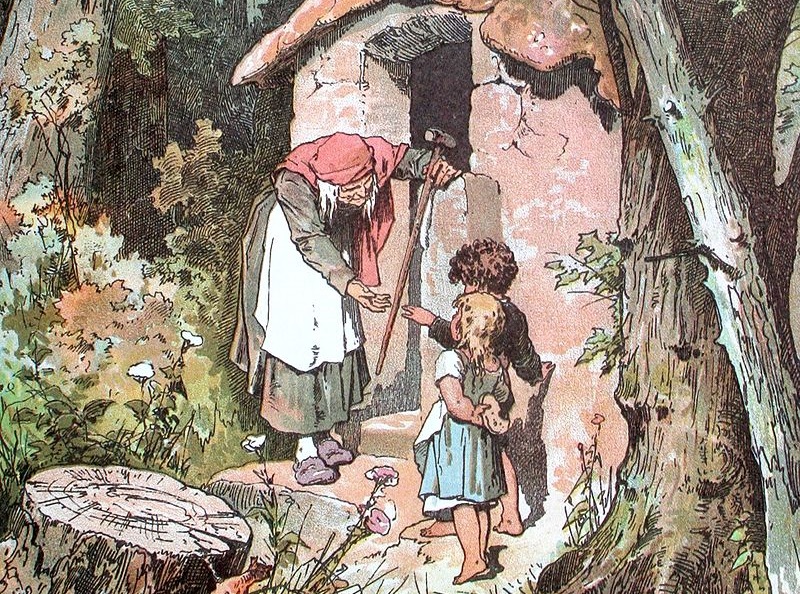 德國格林童話中最惡名昭彰的女巫：〈糖果屋〉的吃小孩女巫。
