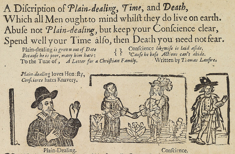 出現在〈A Discription of Plain-dealing, Time, and Death, featuring Plain-dealing and Conscience〉的手杖男。
