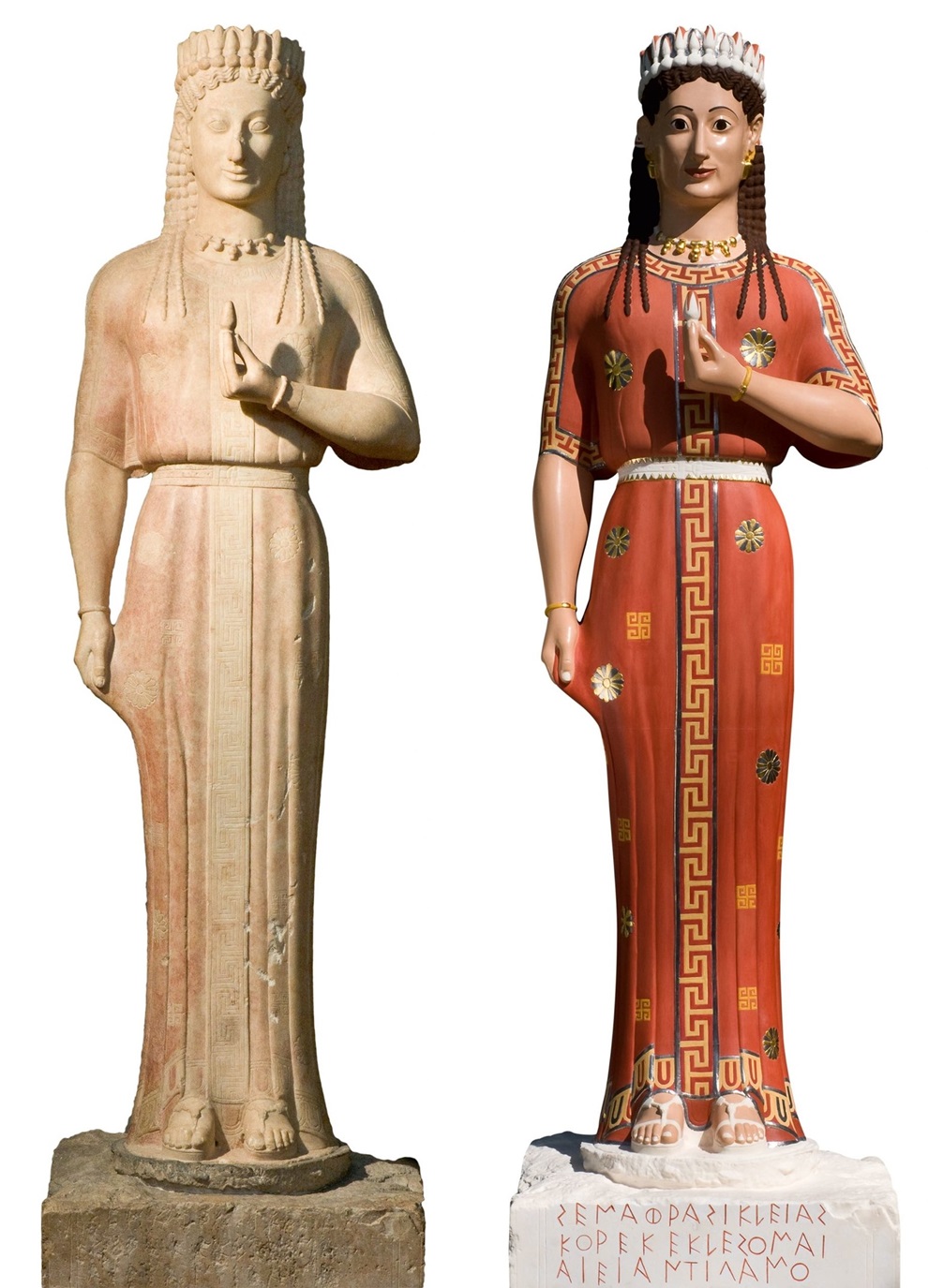著名陪葬雕像「佛雷斯科萊少女」（Phrasikleia Kore）的色彩重建，於2010年完成。