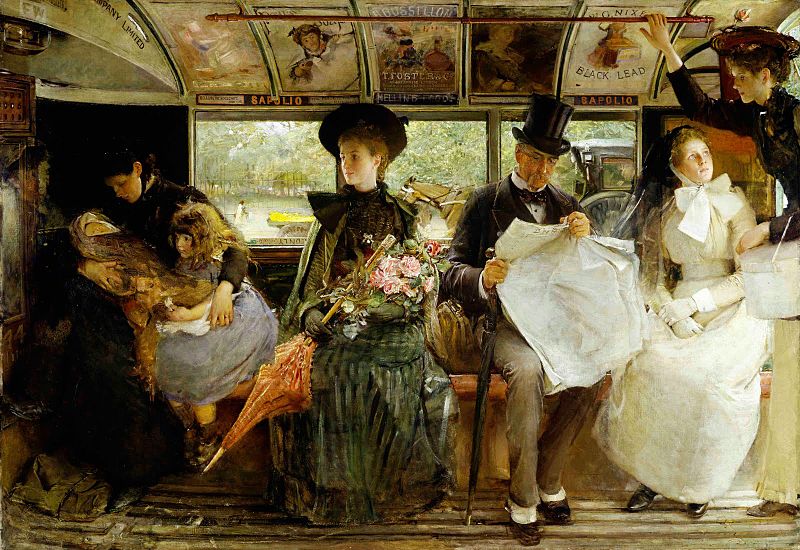 維多利亞時期描繪巴士景象的畫作。