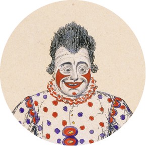 英國漫畫家喬治・克魯克香克（George Cruikshank）畫筆下的格里馬迪的小丑。
