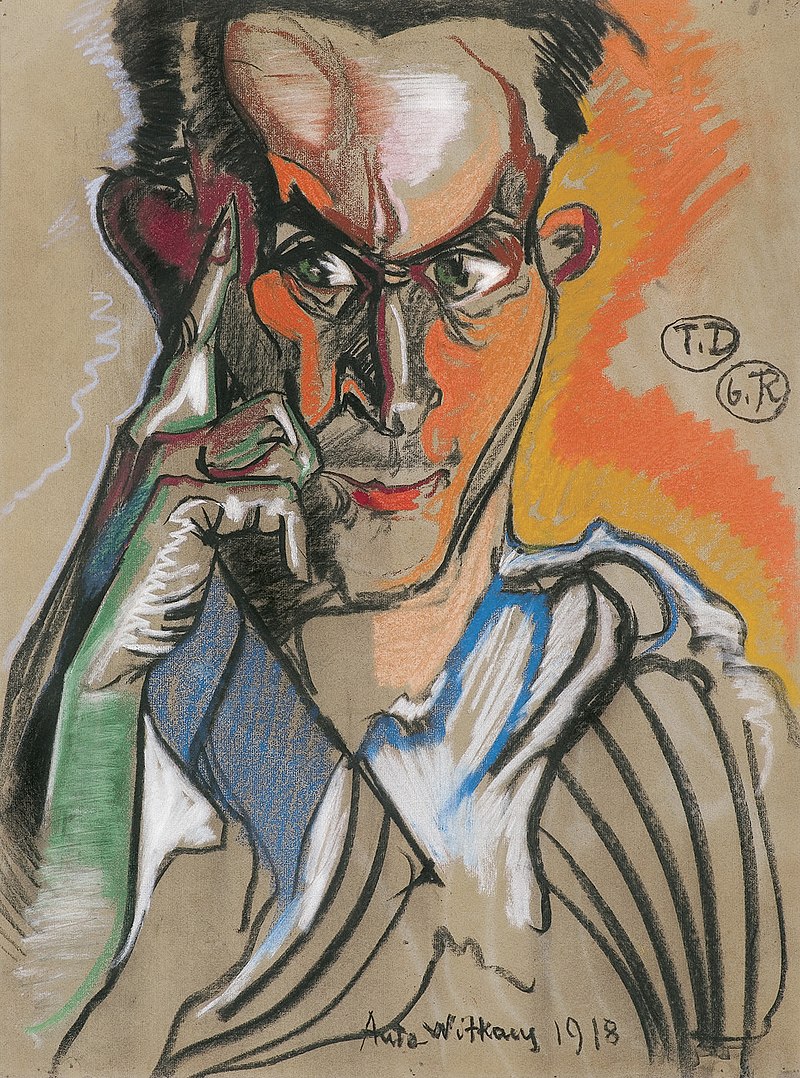 維特卡西於1918年創作的自畫像。